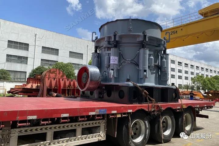 发货｜上海山美股份4台大型圆锥破碎机奔赴河南信阳时产1400吨尾矿制砂项目现场