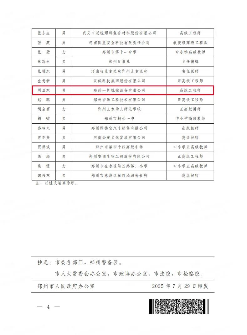 匠心筑梦三十载 创新领航谱新篇——山美集团技术负责人周卫东荣获郑州市政府特殊津贴